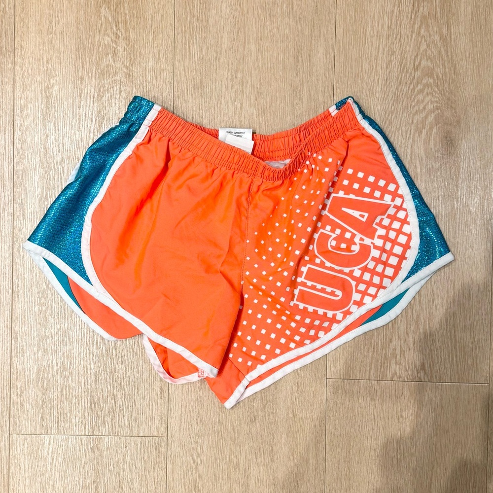 Varsity Brand Orange & Glitter Teal Women’s Cheer Athletic Shorts